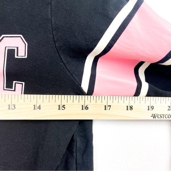 H&M Long Sleeve Crop Top Hoodie, Fantastic 94 in Black, Pink & White - Picture 10 of 11